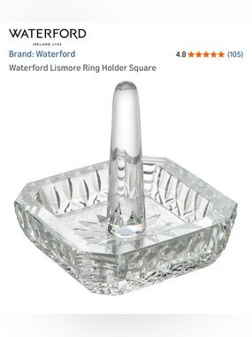 Waterford Clear Crystal Lismore Square Ring Stand